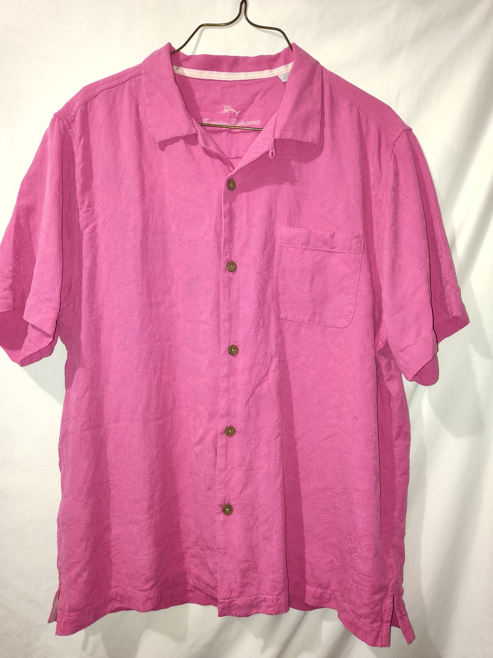 Tommy Bahama Bright Pink Short-Sleeve Silk Button-Down Shirt